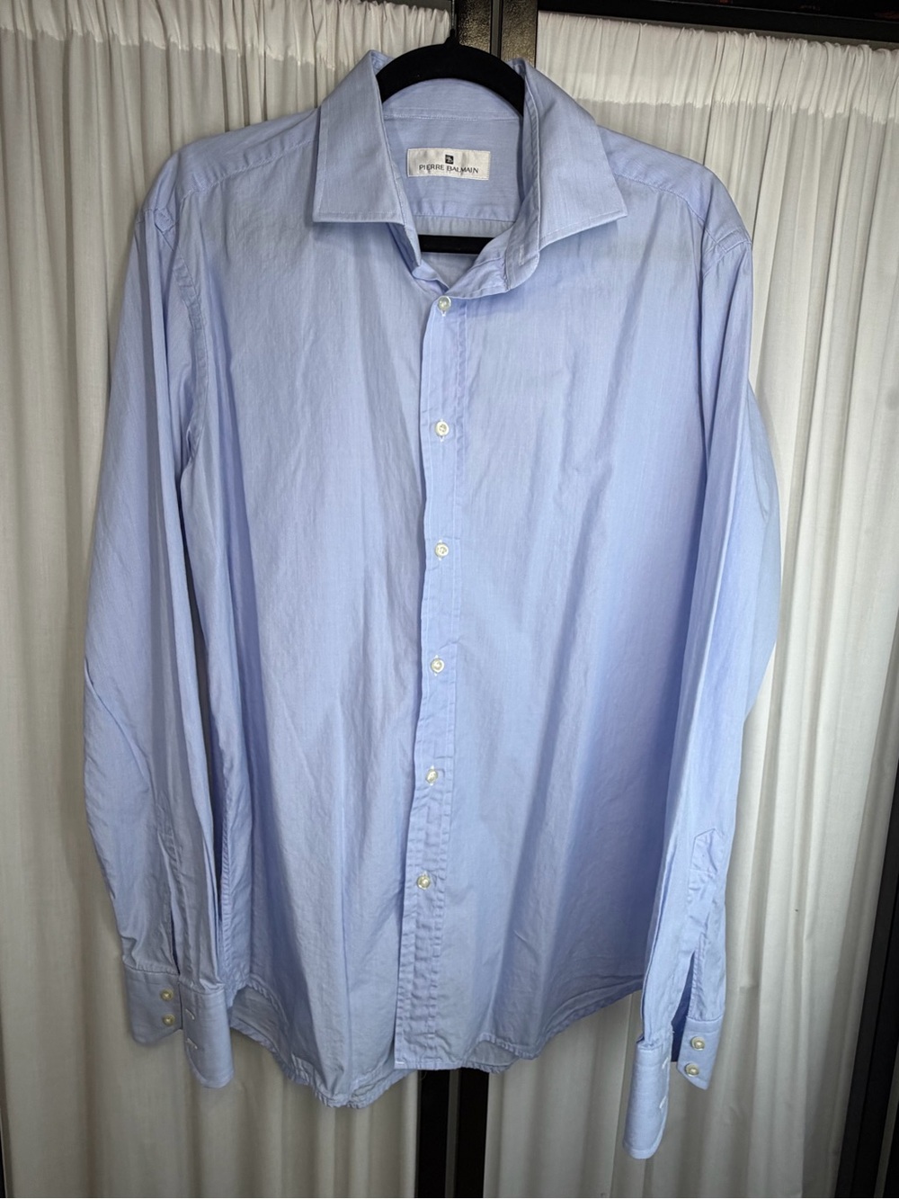 Pierre Balmain Light Blue Men's Dress Shirt - Classic Button Front 100% Cotton